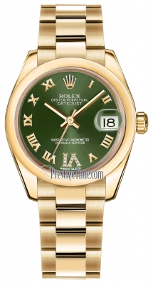 Rolex Datejust 31mm Yellow Gold 178248 Olive Green VI Roman Oyster