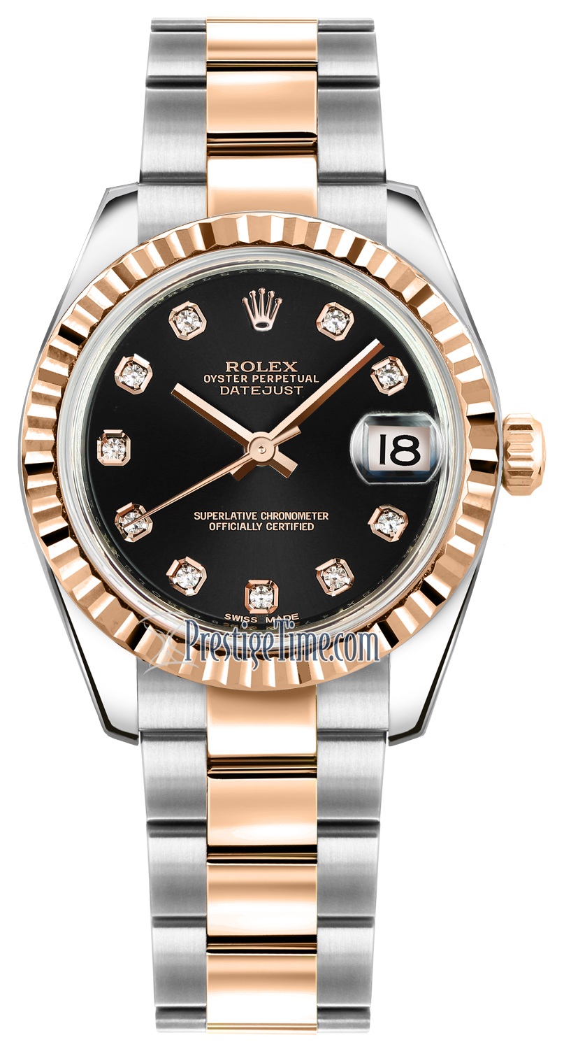 178271 Black Diamond Oyster Rolex Datejust 31mm Stainless Steel and ...