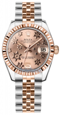 Rolex Datejust 31mm Stainless Steel and Rose Gold 178271 Pink Floral Jubilee