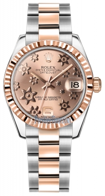 Rolex Datejust 31mm Stainless Steel and Rose Gold 178271 Pink Floral Oyster