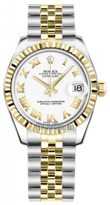 Rolex Datejust 31mm Stainless Steel and Yellow Gold 178273 White Roman Jubilee