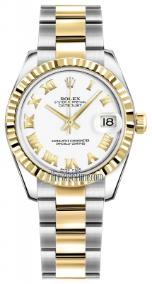 Rolex Datejust 31mm Stainless Steel and Yellow Gold 178273 White Roman Oyster