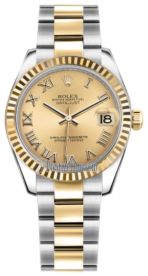 178273 Champagne Roman Oyster Rolex Datejust 31mm Stainless Steel and ...