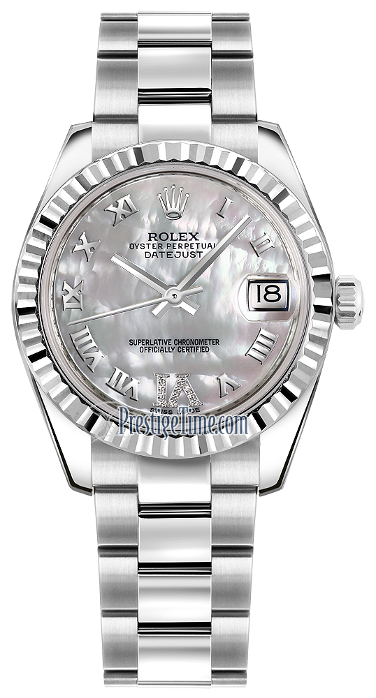 178274 White MOP VI Roman Oyster Rolex Datejust 31mm Stainless