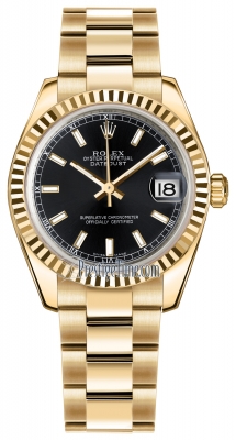 Rolex Datejust 31mm Yellow Gold 178278 Black Index Oyster