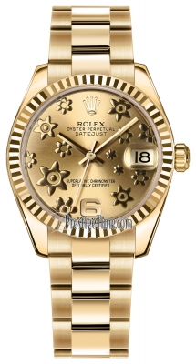 Rolex Datejust 31mm Yellow Gold 178278 Champagne Floral Oyster