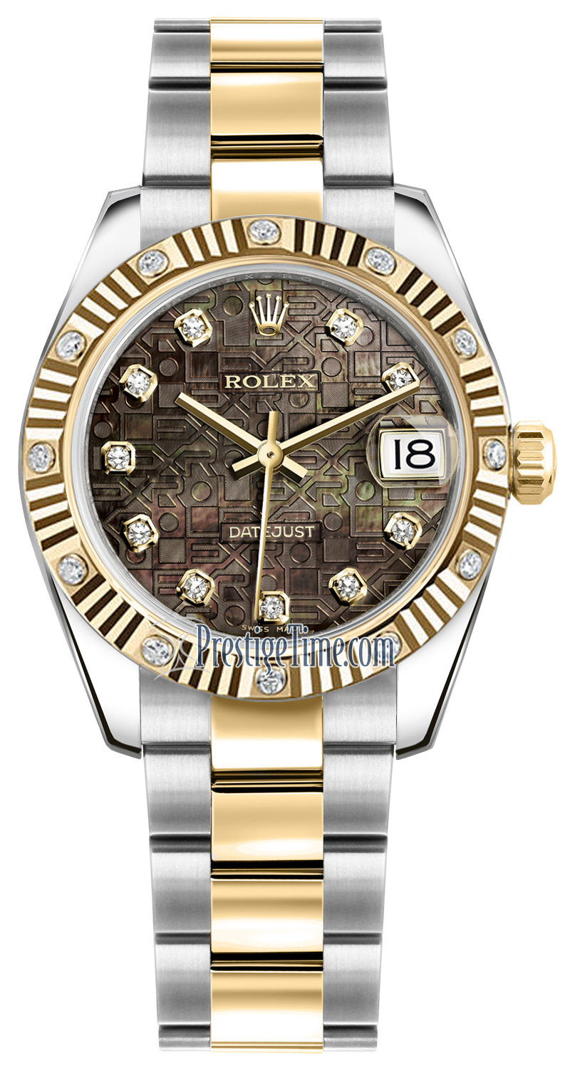 178313 Jubilee Black MOP Diamond Oyster Rolex Datejust 31mm Stainless
