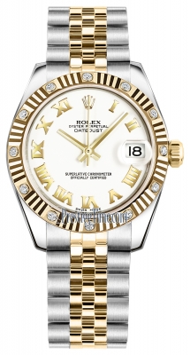 Rolex Datejust 31mm Stainless Steel and Yellow Gold 178313 White Roman Jubilee