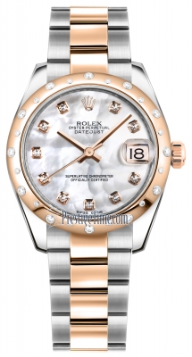 Rolex Datejust 31mm Stainless Steel and Rose Gold 178341 White MOP Diamond Oyster