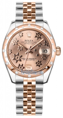 Rolex Datejust 31mm Stainless Steel and Rose Gold 178341 Pink Floral Jubilee