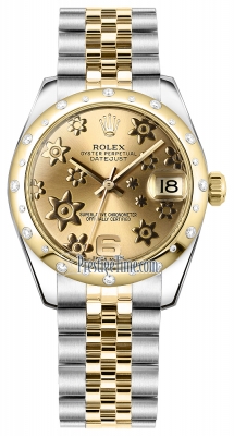 Rolex Datejust 31mm Stainless Steel and Yellow Gold 178343 Champagne Floral Jubilee
