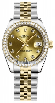 Rolex Datejust 31mm Stainless Steel and Yellow Gold 178383 Champagne Diamond Jubilee