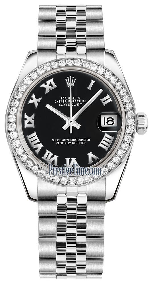 178384 Black Roman Jubilee Rolex Datejust 31mm Stainless Steel Ladies Watch