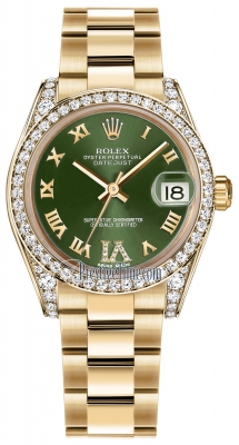 Rolex Datejust 31mm Yellow Gold 178158 Olive Green VI Roman Oyster