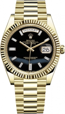 Rolex Day-Date 40mm Yellow Gold 228238 Onyx Baguette