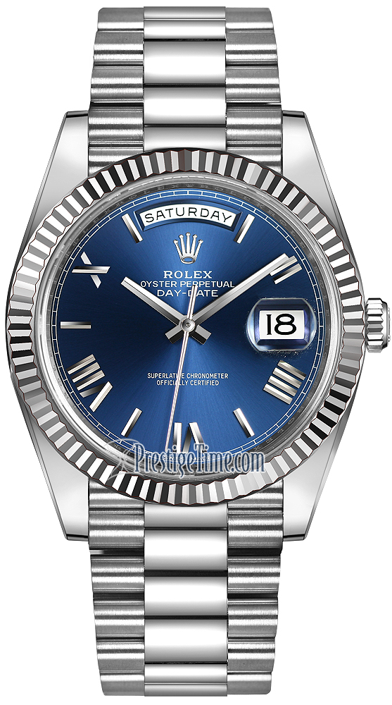 rolex day date steel blue dial