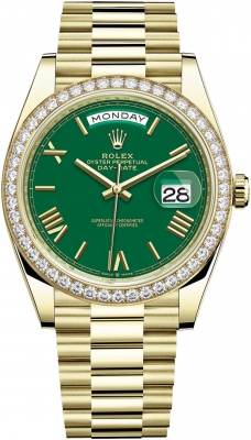 Rolex Day-Date 40mm Yellow Gold 228348RBR Green Roman