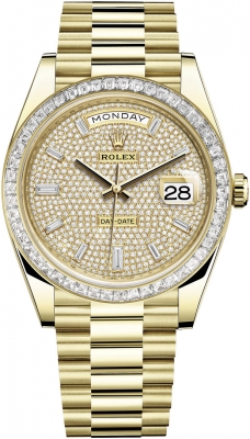 Rolex Day-Date 40mm White Gold 228398TBR Pave Baguette