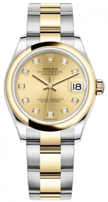Rolex Datejust 31mm Stainless Steel and Yellow Gold 278243 Champagne Diamond Oyster