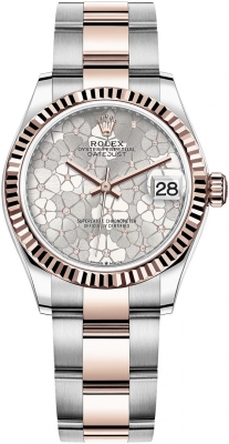 Rolex Datejust 31mm Stainless Steel and Rose Gold 278271 Silver Floral Oyster