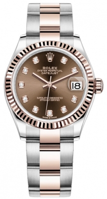 Rolex Datejust 31mm Stainless Steel and Rose Gold 278271 Chocolate Diamond Oyster