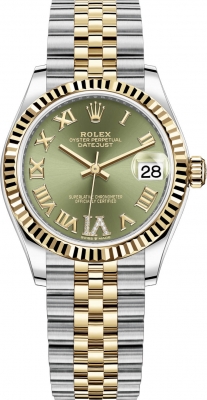 Rolex Datejust 31mm Stainless Steel and Yellow Gold 278273 Green VI Roman Jubilee