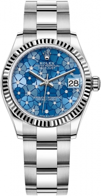 Rolex Datejust 31mm Stainless Steel 278274 Azzurro Blue Floral Oyster