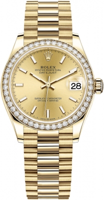 Rolex Datejust 31mm Yellow Gold 278288RBR Champagne Index President