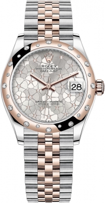 Rolex Datejust 31mm Stainless Steel and Rose Gold 278341rbr Silver Floral Jubilee