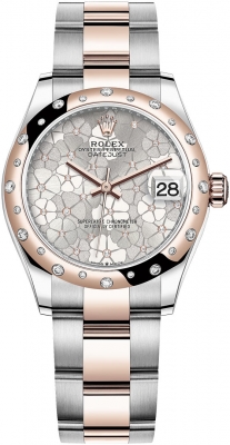 Rolex Datejust 31mm Stainless Steel and Rose Gold 278341rbr Silver Floral Oyster