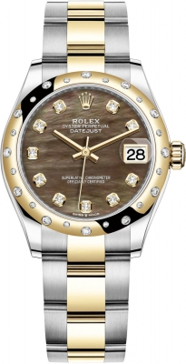 Rolex Datejust 31mm Stainless Steel and Yellow Gold 278343rbr Black MOP Diamond Oyster
