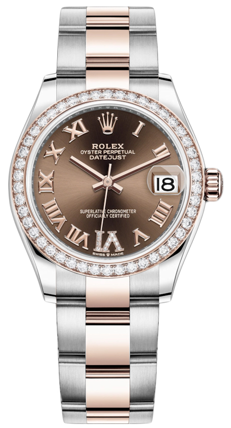 Rolex Datejust 31mm Stainless Steel and Rose Gold 278381rbr Chocolate VI  Roman Oyster