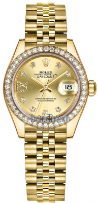 Rolex Lady Datejust 28mm Yellow Gold 279138RBR Champagne 17 Diamond Jubilee