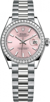 Rolex Lady Datejust 28mm White Gold 279139rbr Pink Index President