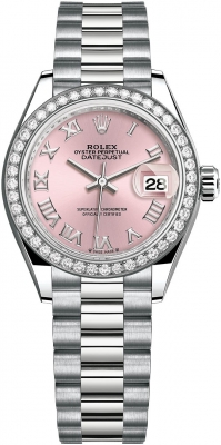 Rolex Lady Datejust 28mm White Gold 279139rbr Pink Roman President