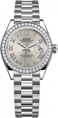 Rolex Lady Datejust 28mm White Gold 279139rbr Silver Roman President