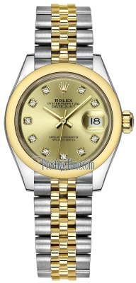 Rolex Lady Datejust 28mm Stainless Steel and Yellow Gold 279163 Champagne Diamond Jubilee