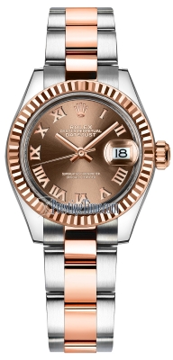 Rolex Lady Datejust 28mm Stainless Steel and Everose Gold 279171 Chocolate Roman Oyster