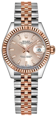Rolex Lady Datejust 28mm Stainless Steel and Everose Gold 279171 Sundust Index Jubilee