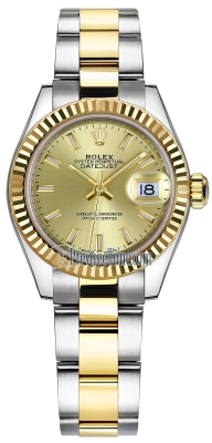 Rolex Lady Datejust 28mm Stainless Steel and Yellow Gold 279173 Champagne Index Oyster