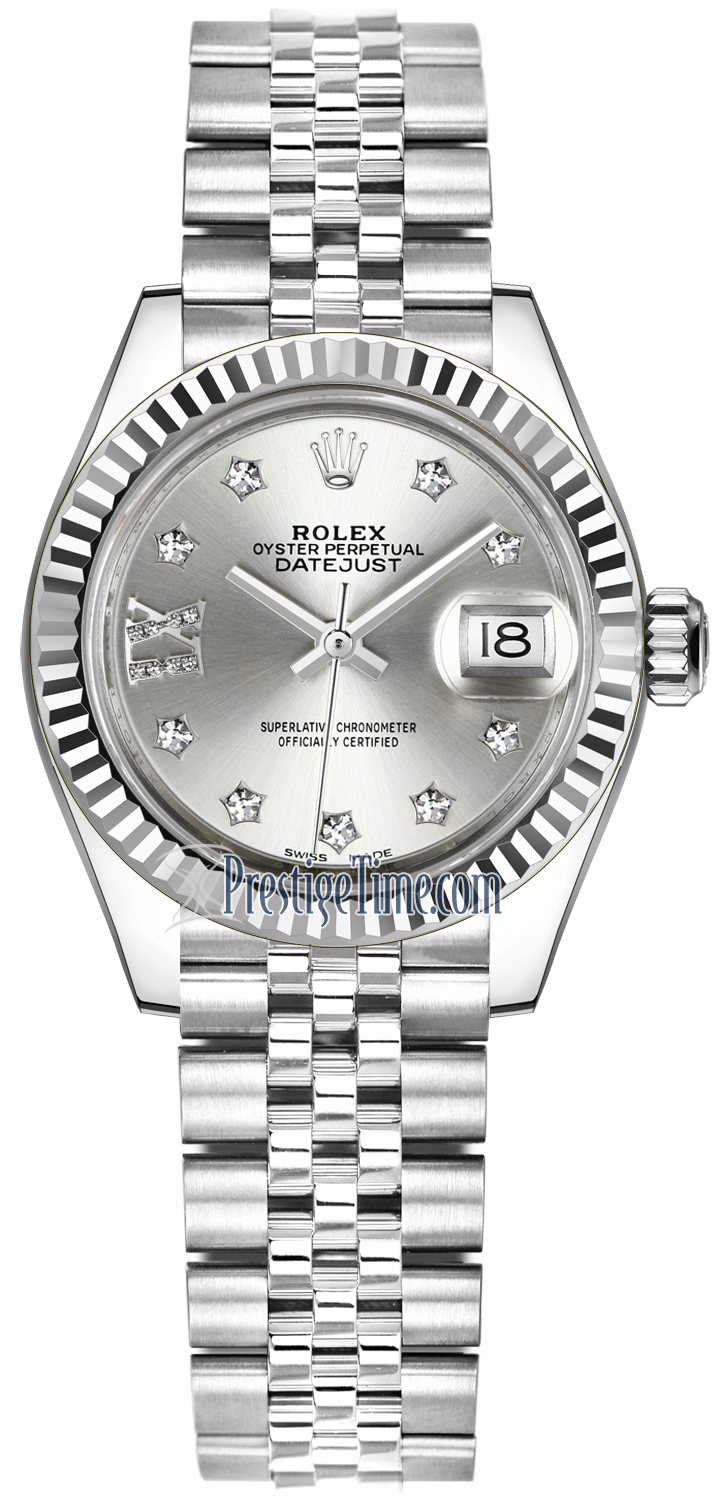 Bore karton Pigment 279174 Silver 17 Diamond Jubilee Rolex Lady Datejust 28mm Stainless Steel  Ladies Watch