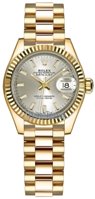Rolex Lady Datejust 28mm Yellow Gold 279178 Silver Index President