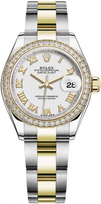 Rolex Lady Datejust 28mm Stainless Steel and Yellow Gold 279383RBR White Roman Oyster