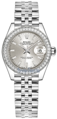 Rolex Lady Datejust 28mm Stainless Steel 279384RBR Silver Index Jubilee