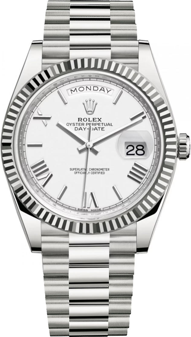 forsikring vidnesbyrd fumle 228239 White Roman Rolex Day-Date 40mm White Gold Mens Watch