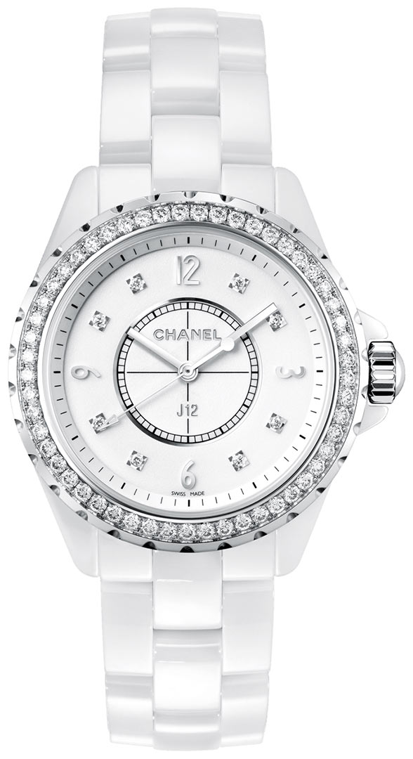 Chanel J12 Quartz Diamond White Dial Ladies Watch H5704