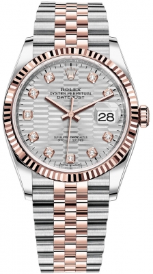 Rolex Datejust 36mm Stainless Steel and Rose Gold 126231 Silver Fluted Diamond Jubilee