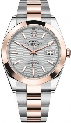 Rolex Datejust 41mm Steel and Everose Gold 126301 Silver Fluted Oyster