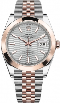 Rolex Datejust 41mm Steel and Everose Gold 126301 Silver Fluted Jubilee