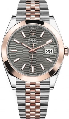 Rolex Datejust 41mm Steel and Everose Gold 126301 Slate Fluted Jubilee